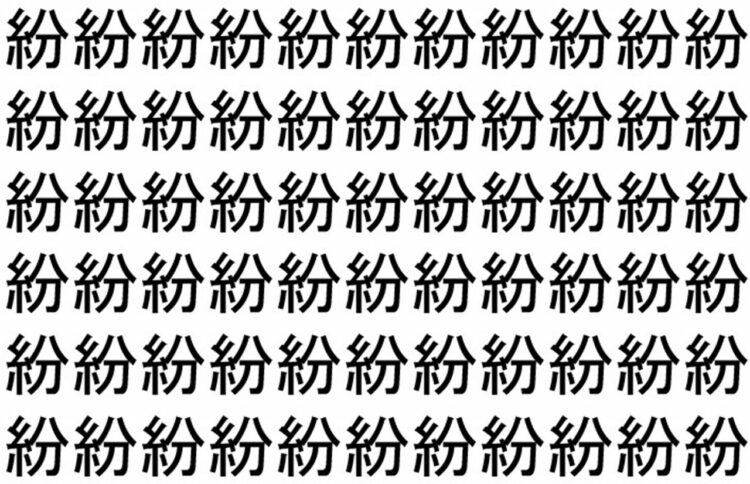 【脳トレ】「紛」の中に紛れて1つ違う文字がある！？あなたは何秒で探し出せるかな？？【違う文字を探せ！】