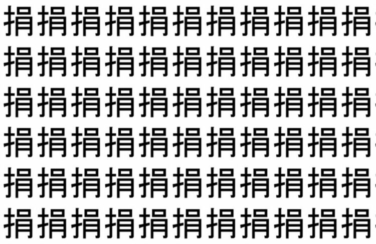 【脳トレ】「捐」の中に紛れて1つ違う文字がある！？あなたは何秒で探し出せるかな？？【違う文字を探せ！】