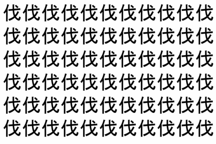 【脳トレ】「伐」の中に紛れて1つ違う文字がある！？あなたは何秒で探し出せるかな？？【違う文字を探せ！】