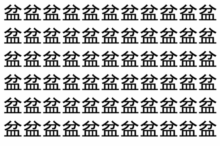 【脳トレ】「盆」の中に紛れて1つ違う文字がある！？あなたは何秒で探し出せるかな？？【違う文字を探せ！】