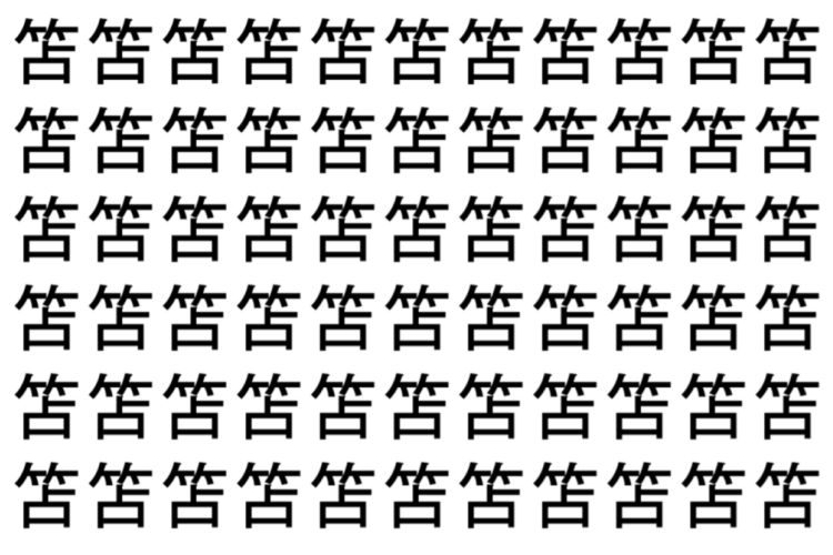 【脳トレ】「笘」の中に紛れて1つ違う文字がある！？あなたは何秒で探し出せるかな？？【違う文字を探せ！】
