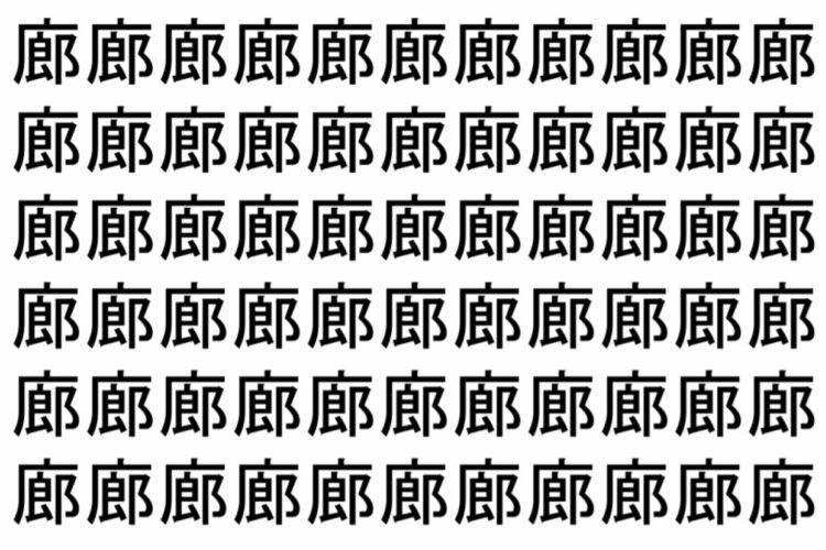 【脳トレ】「廊」の中に紛れて1つ違う文字がある！？あなたは何秒で探し出せるかな？？【違う文字を探せ！】