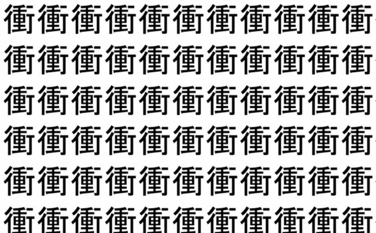 【脳トレ】「衝」の中に紛れて1つ違う文字がある！？あなたは何秒で探し出せるかな？？【違う文字を探せ！】