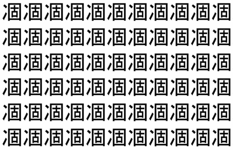 【脳トレ】「凅」の中に紛れて1つ違う文字がある！？あなたは何秒で探し出せるかな？？【違う文字を探せ！】