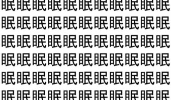 【脳トレ】「眠」の中に紛れて1つ違う文字がある!?あなたは何秒で探し出せるかな??【違う文字を探せ!】
