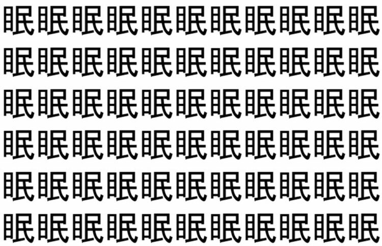 【脳トレ】「眠」の中に紛れて1つ違う文字がある！？あなたは何秒で探し出せるかな？？【違う文字を探せ！】