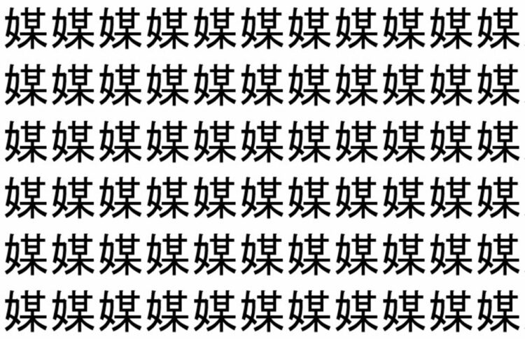 【脳トレ】「媒」の中に紛れて1つ違う文字がある！？あなたは何秒で探し出せるかな？？【違う文字を探せ！】