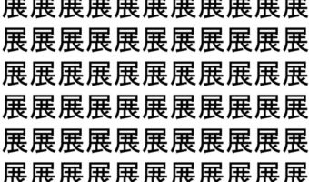 【脳トレ】「展」の中に紛れて1つ違う文字がある!?あなたは何秒で探し出せるかな??【違う文字を探せ!】