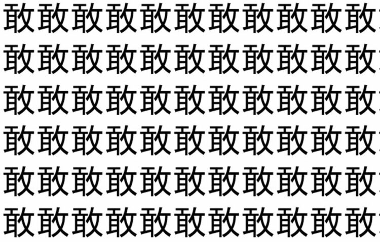 【脳トレ】「敢」の中に紛れて1つ違う文字がある！？あなたは何秒で探し出せるかな？？【違う文字を探せ！】