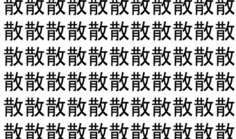 【脳トレ】「散」の中に紛れて1つ違う文字がある!?あなたは何秒で探し出せるかな??【違う文字を探せ!】