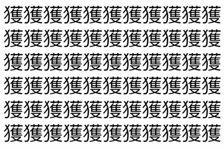 【脳トレ】「獲」の中に紛れて1つ違う文字がある！？あなたは何秒で探し出せるかな？？【違う文字を探せ！】