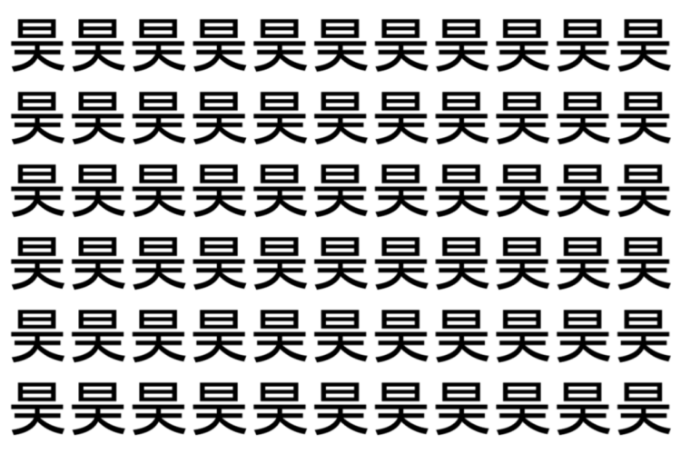 【脳トレ】「昊」の中に紛れて1つ違う文字がある！？あなたは何秒で探し出せるかな？？【違う文字を探せ！】