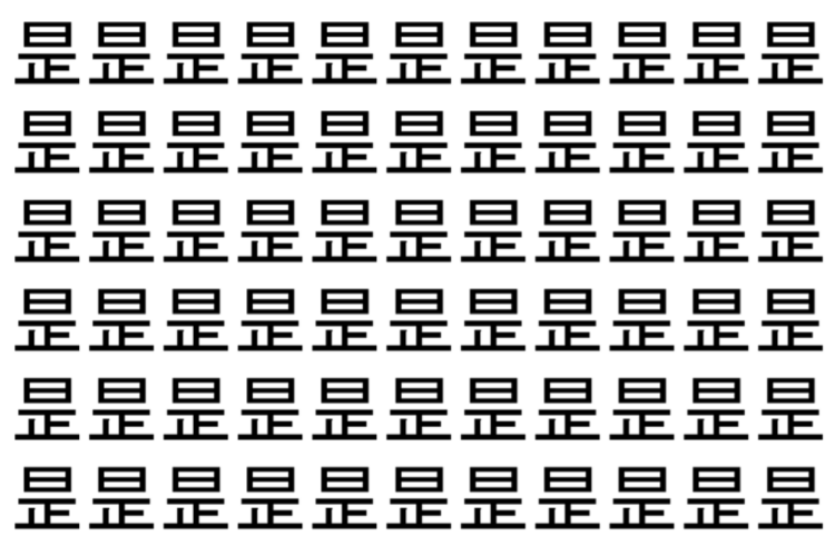 【脳トレ】「昰」の中に紛れて1つ違う文字がある！？あなたは何秒で探し出せるかな？？【違う文字を探せ！】