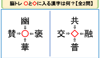 【脳トレ 熟語パズル】幽〇・褒〇・華〇・賛〇。「〇」や『◇』に入る漢字はなに?それぞれ30秒以内に解けるかな??【全2問】