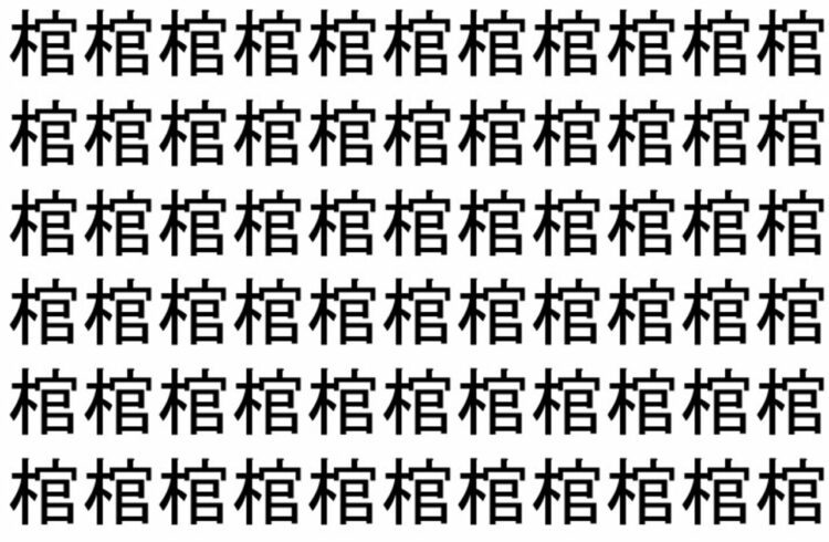 【脳トレ】「棺」の中に紛れて1つ違う文字がある！？あなたは何秒で探し出せるかな？？【違う文字を探せ！】