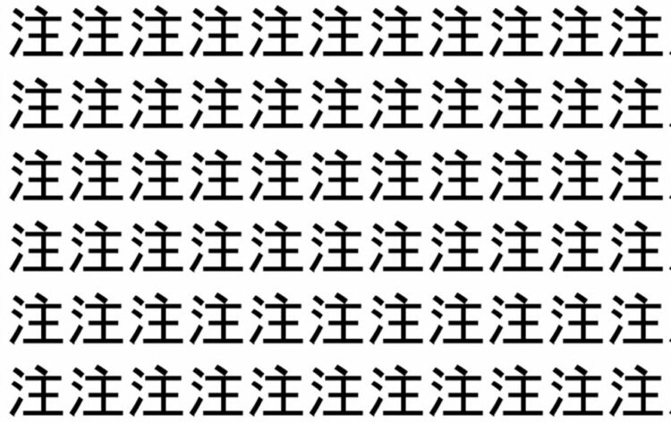 【脳トレ】「注」の中に紛れて1つ違う文字がある！？あなたは何秒で探し出せるかな？？【違う文字を探せ！】