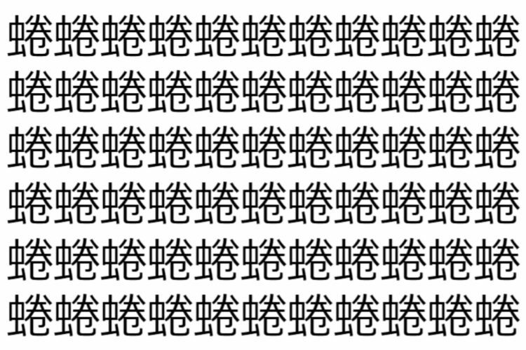 【脳トレ】「蜷」の中に紛れて1つ違う文字がある！？あなたは何秒で探し出せるかな？？【違う文字を探せ！】