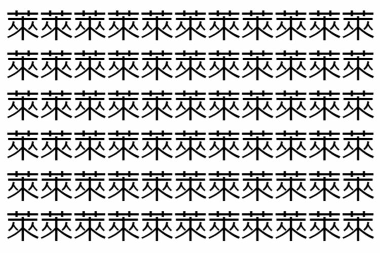 【脳トレ】「萊」の中に紛れて1つ違う文字がある！？あなたは何秒で探し出せるかな？？【違う文字を探せ！】