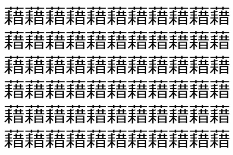 【脳トレ】「藉」の中に紛れて1つ違う文字がある！？あなたは何秒で探し出せるかな？？【違う文字を探せ！】