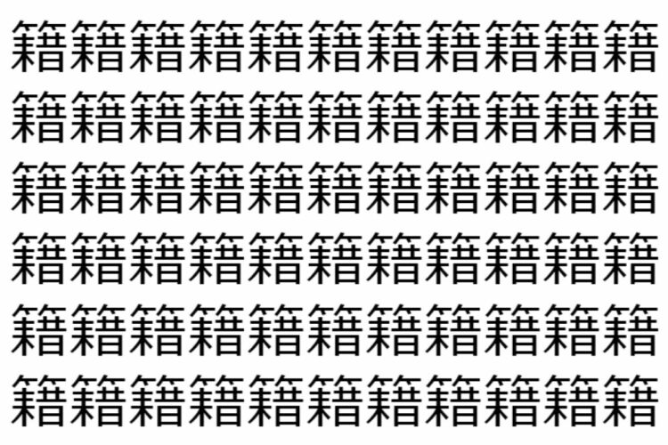 【脳トレ】「籍」の中に紛れて1つ違う文字がある！？あなたは何秒で探し出せるかな？？【違う文字を探せ！】