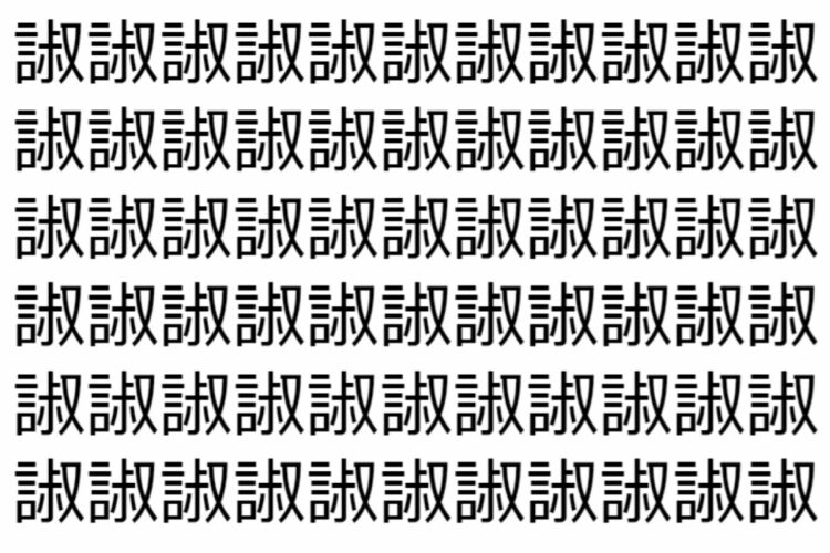 【脳トレ】「諔」の中に紛れて1つ違う文字がある！？あなたは何秒で探し出せるかな？？【違う文字を探せ！】