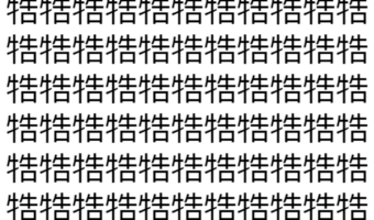 【脳トレ】「牿」の中に紛れて1つ違う文字がある！？あなたは何秒で探し出せるかな？？【違う文字を探せ！】