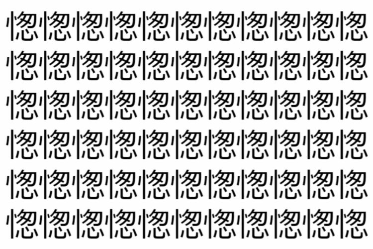 【脳トレ】「愡」の中に紛れて1つ違う文字がある！？あなたは何秒で探し出せるかな？？【違う文字を探せ！】