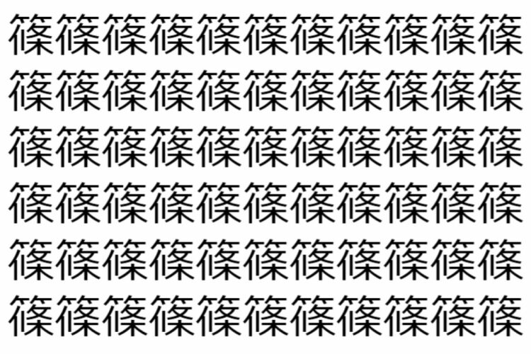 【脳トレ】「篠」の中に紛れて1つ違う文字がある！？あなたは何秒で探し出せるかな？？【違う文字を探せ！】