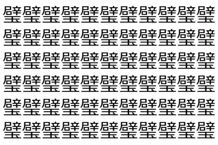 【脳トレ】「璧」の中に紛れて1つ違う文字がある！？あなたは何秒で探し出せるかな？？【違う文字を探せ！】