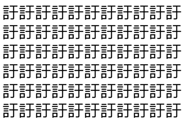 【脳トレ】「訏」の中に紛れて1つ違う文字がある！？あなたは何秒で探し出せるかな？？【違う文字を探せ！】