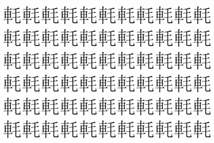 【脳トレ】「軞」の中に紛れて1つ違う文字がある！？あなたは何秒で探し出せるかな？？【違う文字を探せ！】