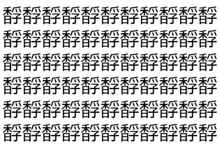 【脳トレ】「馟」の中に紛れて1つ違う文字がある！？あなたは何秒で探し出せるかな？？【違う文字を探せ！】