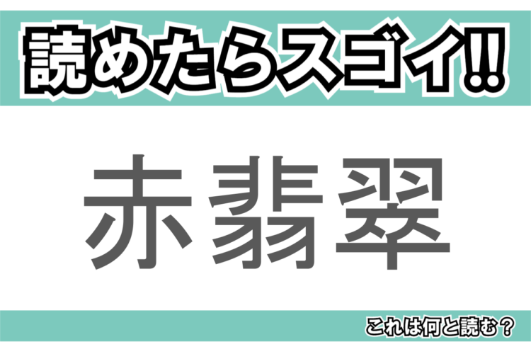 【読めたらスゴイ！】「赤翡翠」とは一体何のこと！？宝石ではなく美しい生き物ですが・・・この漢字を読めますか？