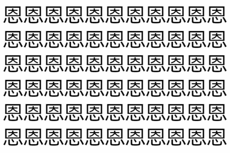 【脳トレ】「恩」の中に紛れて1つ違う文字がある！？あなたは何秒で探し出せるかな？？【違う文字を探せ！】