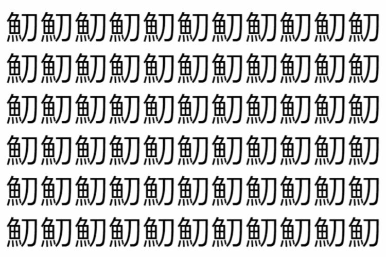 【脳トレ】「魛」の中に紛れて1つ違う文字がある！？あなたは何秒で探し出せるかな？？【違う文字を探せ！】