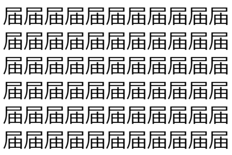 【脳トレ】「届」の中に紛れて1つ違う文字がある！？あなたは何秒で探し出せるかな？？【違う文字を探せ！】