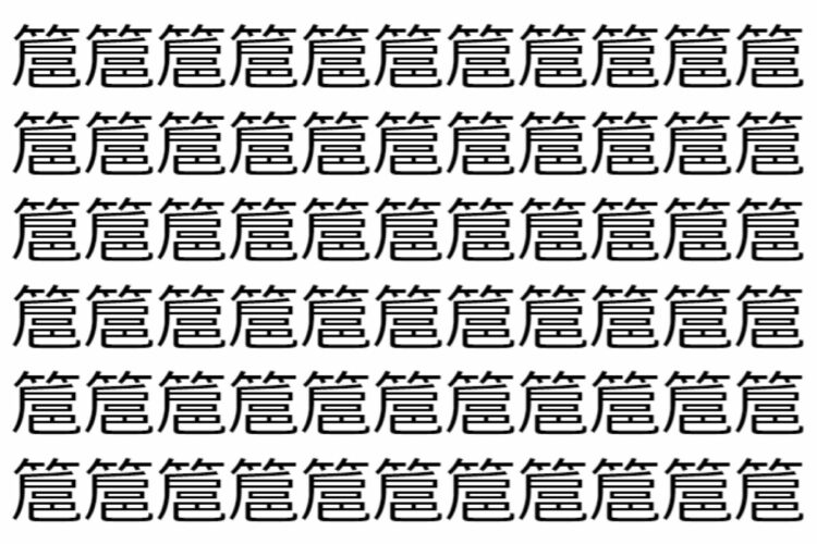 【脳トレ】「簄」の中に紛れて1つ違う文字がある！？あなたは何秒で探し出せるかな？？【違う文字を探せ！】