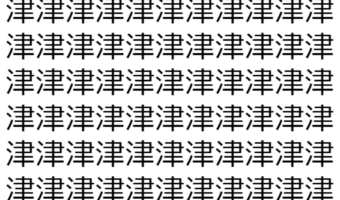 【脳トレ】「津」の中に紛れて1つ違う文字がある!?あなたは何秒で探し出せるかな??【違う文字を探せ!】