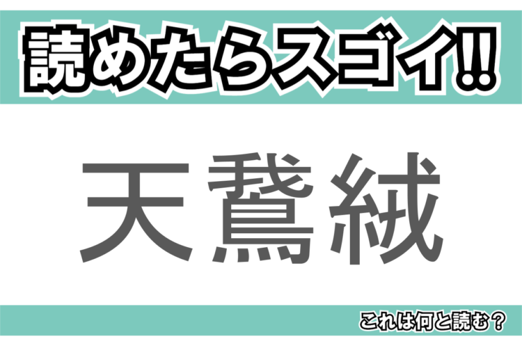 【読めたらスゴイ！】「天鵞絨」とは一体何のこと！？戦国大名も好んだ織物ですが・・・この漢字を読めますか？