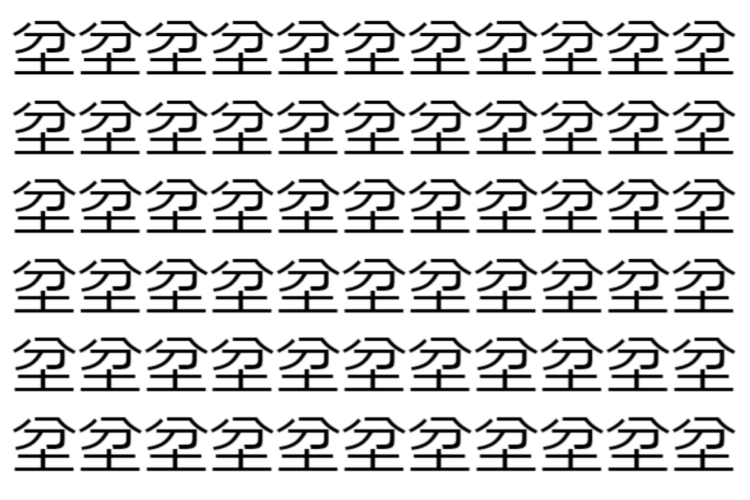 【脳トレ】「坌」の中に紛れて1つ違う文字がある！？あなたは何秒で探し出せるかな？？【違う文字を探せ！】