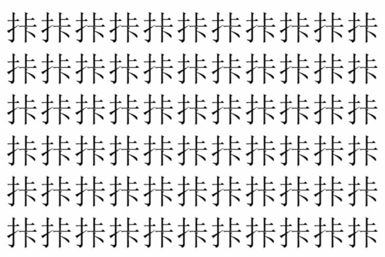【脳トレ】「拤」の中に紛れて1つ違う文字がある！？あなたは何秒で探し出せるかな？？【違う文字を探せ！】