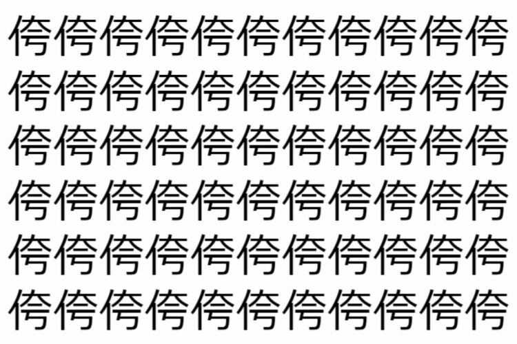【脳トレ】「侉」の中に紛れて1つ違う文字がある！？あなたは何秒で探し出せるかな？？【違う文字を探せ！】