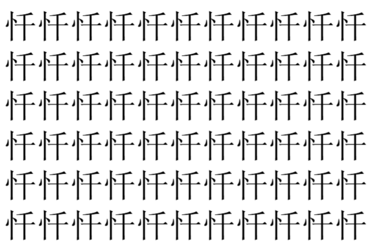 【脳トレ】「忏」の中に紛れて1つ違う文字がある！？あなたは何秒で探し出せるかな？？【違う文字を探せ！】