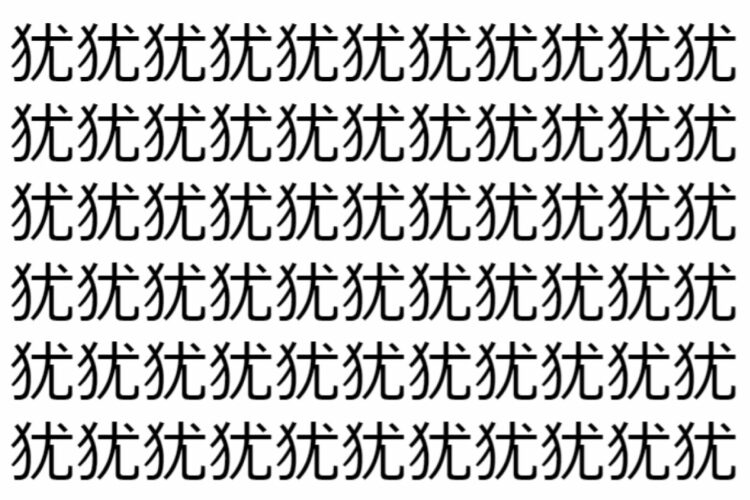 【脳トレ】「犹」の中に紛れて1つ違う文字がある！？あなたは何秒で探し出せるかな？？【違う文字を探せ！】