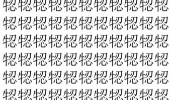 【脳トレ】「㸾」の中に紛れて1つ違う文字がある!?あなたは何秒で探し出せるかな??【違う文字を探せ!】