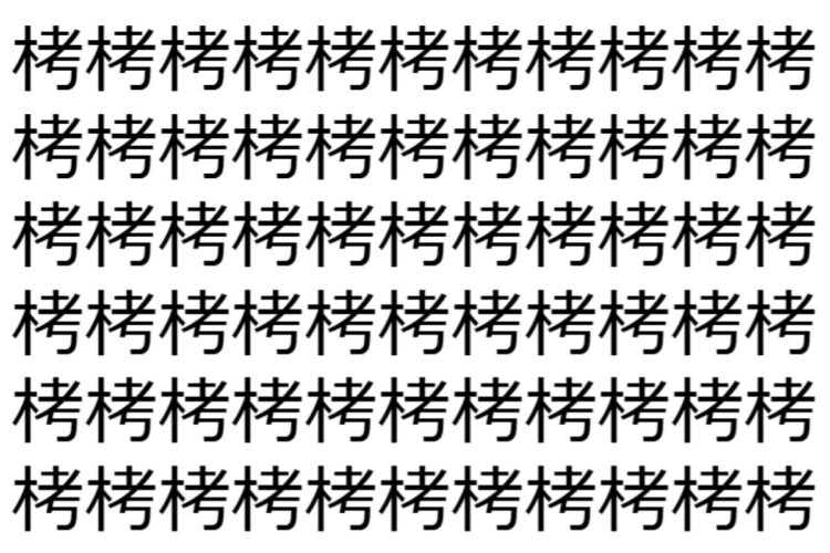 【脳トレ】「栲」の中に紛れて1つ違う文字がある！？あなたは何秒で探し出せるかな？？【違う文字を探せ！】