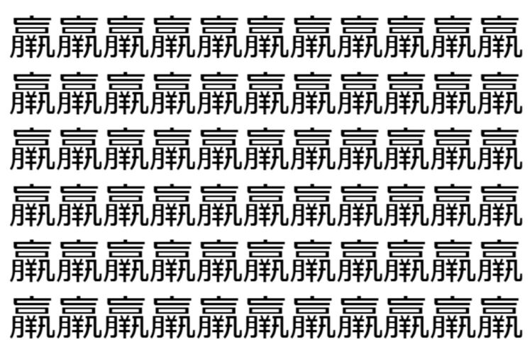 【脳トレ】「羸」の中に紛れて1つ違う文字がある！？あなたは何秒で探し出せるかな？？【違う文字を探せ！】