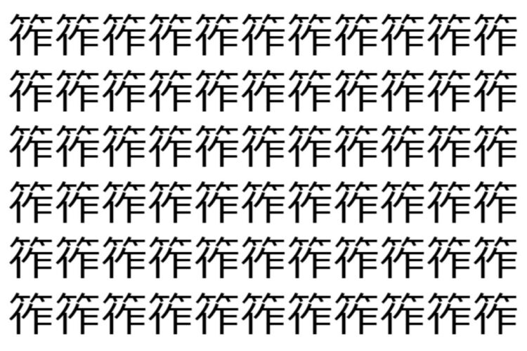 【脳トレ】「筰」の中に紛れて1つ違う文字がある！？あなたは何秒で探し出せるかな？？【違う文字を探せ！】