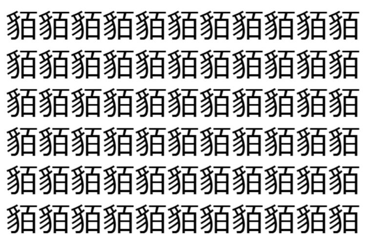【脳トレ】「貊」の中に紛れて1つ違う文字がある！？あなたは何秒で探し出せるかな？？【違う文字を探せ！】