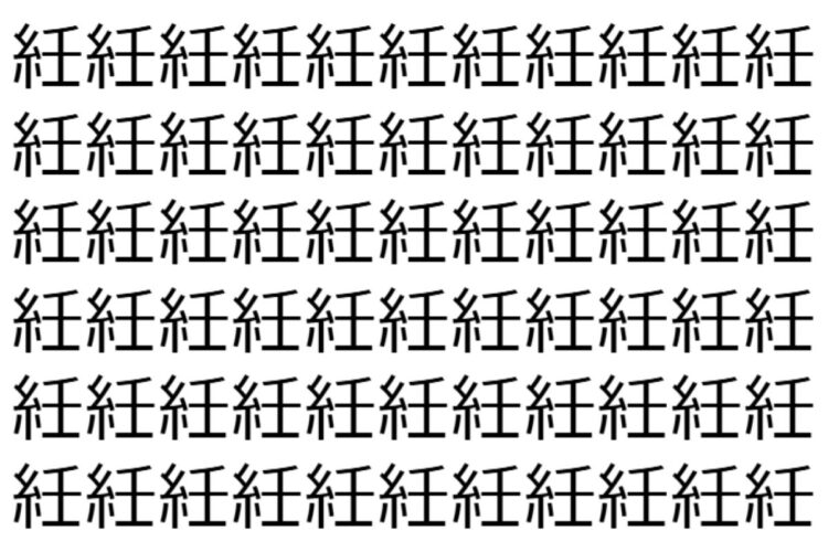 【脳トレ】「紝」の中に紛れて1つ違う文字がある！？あなたは何秒で探し出せるかな？？【違う文字を探せ！】